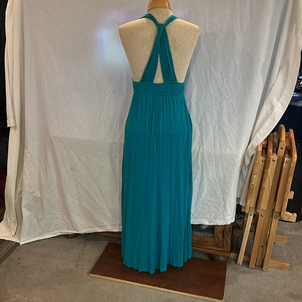 Elegant Teal Halter Maxi Dress - Picture 2 of 3